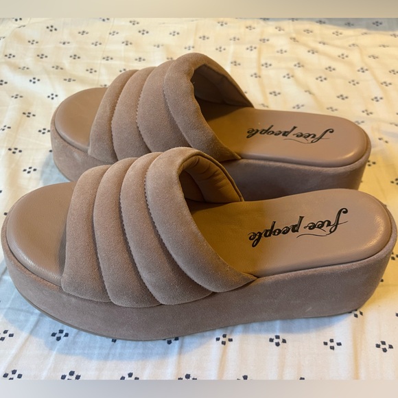 Free People Almost Paradise Platform Sandals in Tan/Beige - Size 38 / US 8-8.5 - Picture 6 of 7